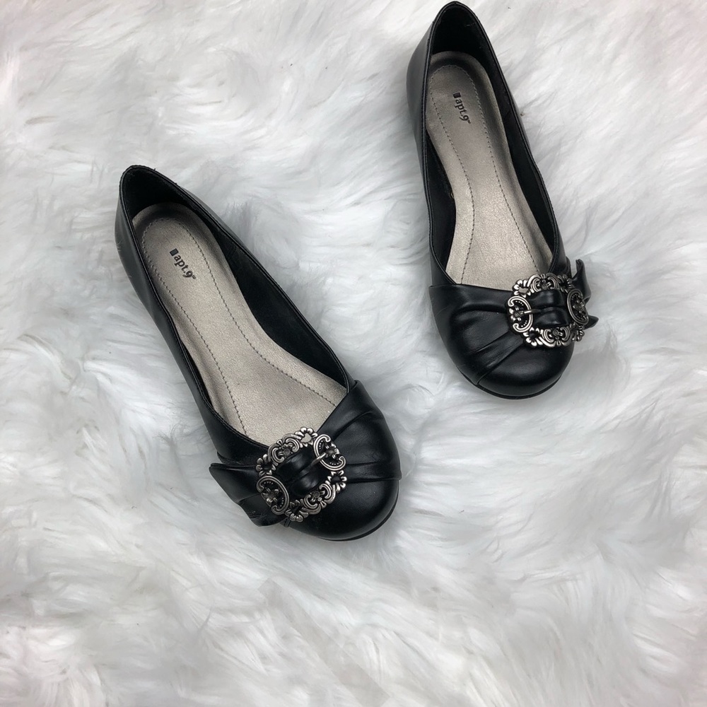 Apt 9 Black Flats Silver Buckle. Size 6m